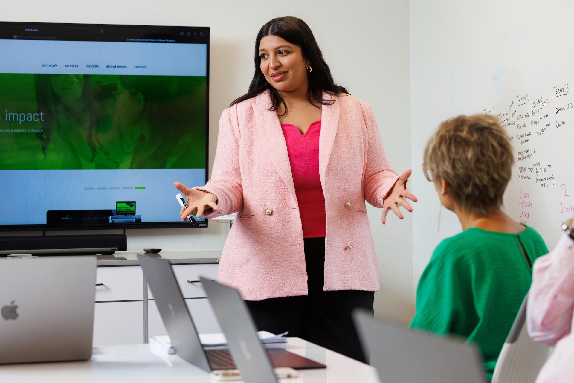 Woman leading a business meeting