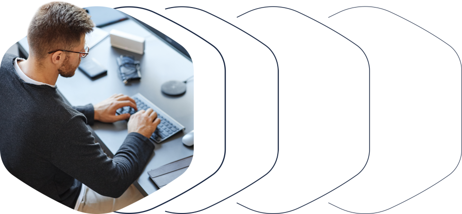 Man typing on keyboard