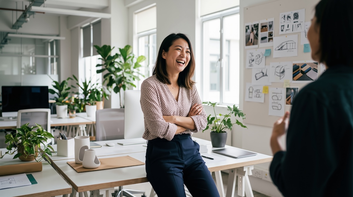Woman meeting with another woman in office setting